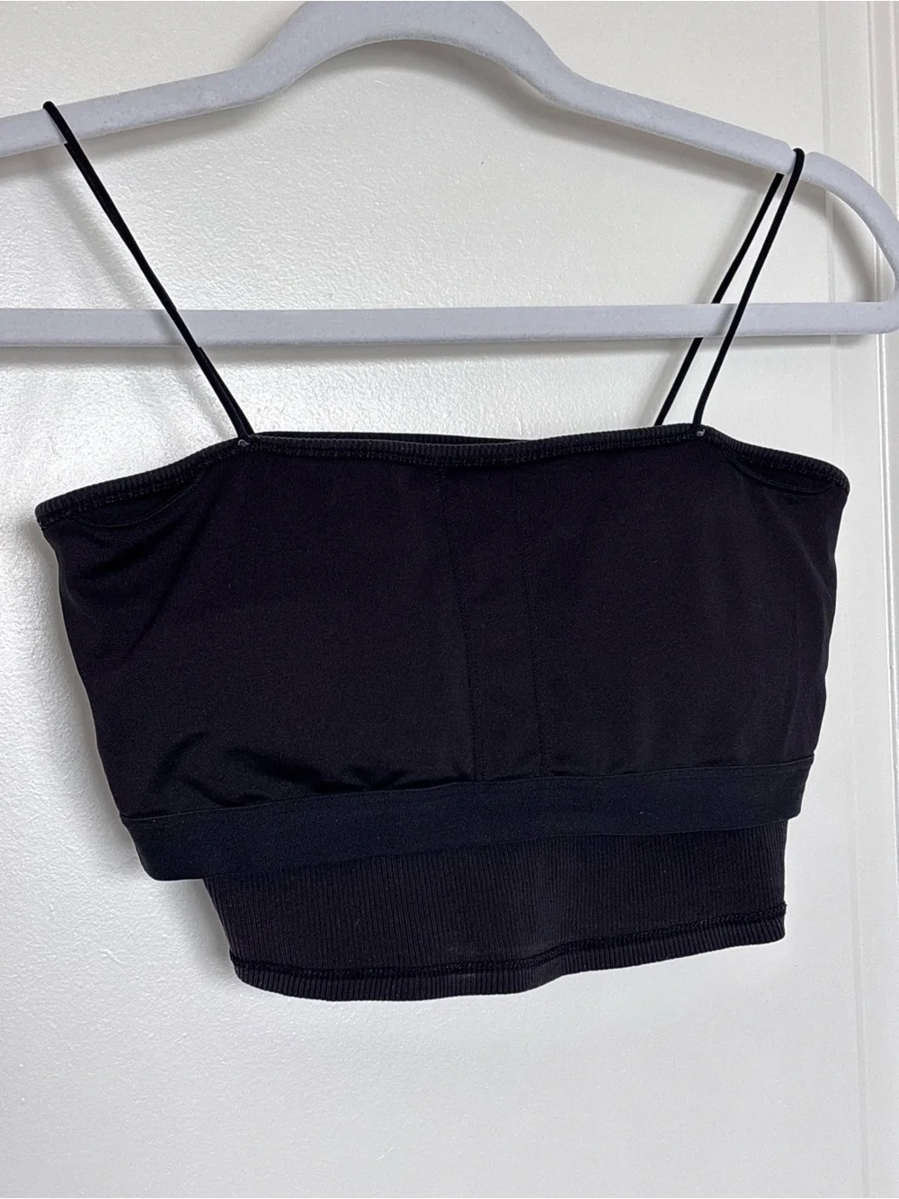 Alo Yoga Black Ribbed Crop Cami Tank Top Built In Shelf Bra Small Athleisure